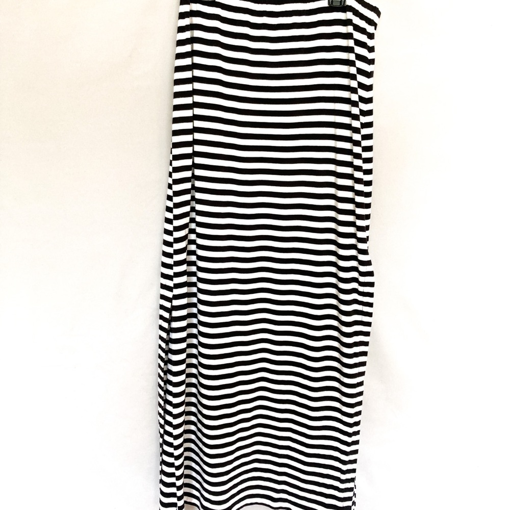 Striped Double Slit Maxi Skirt